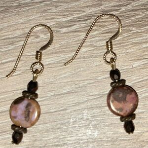 Elegant Gold and Brown Dangle Earrings